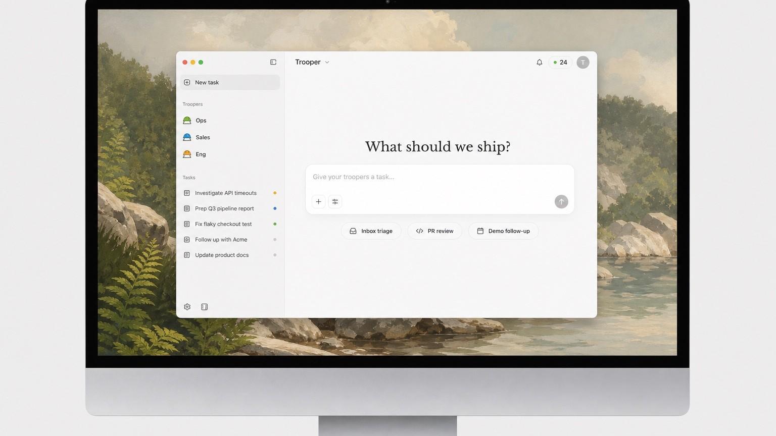 Trooper desktop app on computer