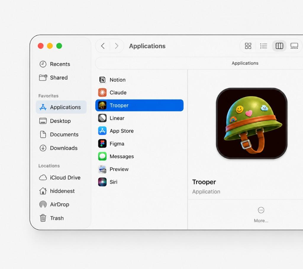 Open the Trooper app from your Applications folder